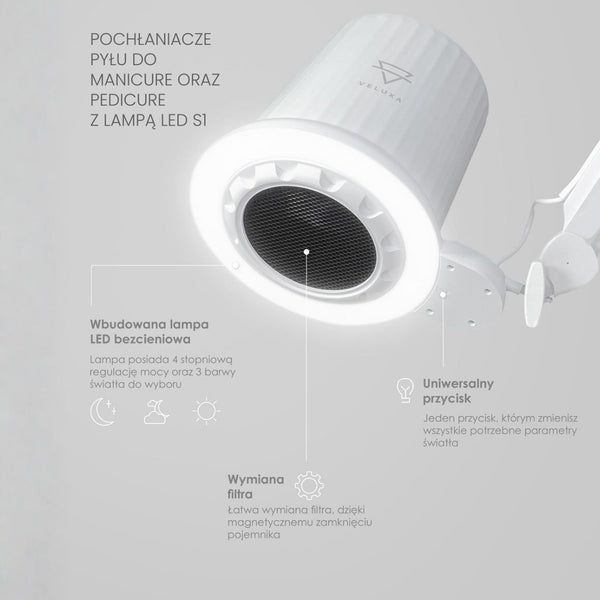 Biurkowy pochłaniacz pyłu manicure pedicure S1 80W - Studio Bay