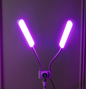 Lampa kosmetyczna dwuramienna Duo Color - RGB Biała - Studio Bay