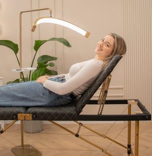 Pikowane łóżko kosmetyczne do stylizacji rzęs Space Gold - Czarne - Studio Bay