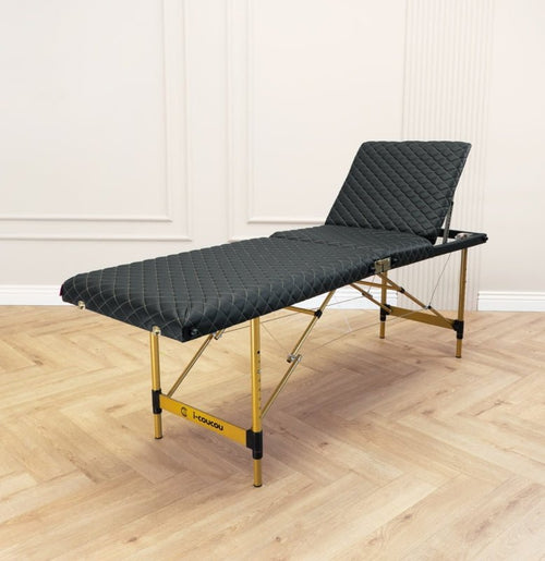 Pikowane łóżko kosmetyczne do stylizacji rzęs Space Gold - Czarne - Studio Bay