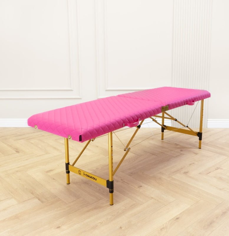 Pikowane łóżko kosmetyczne do stylizacji rzęs Space Gold - Różowe - Studio Bay