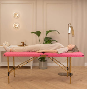 Pikowane łóżko kosmetyczne do stylizacji rzęs Space Gold - Różowe - Studio Bay