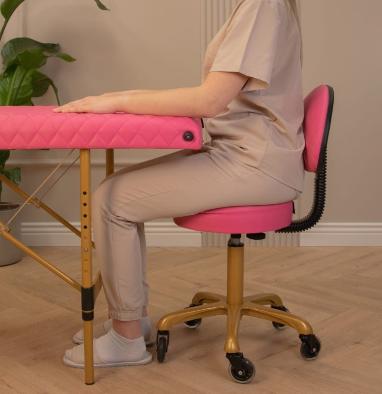 Pikowane łóżko kosmetyczne do stylizacji rzęs Space Gold - Różowe - Studio Bay